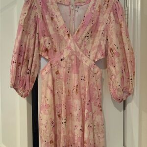 Alexis Pink and Cream cut out dress